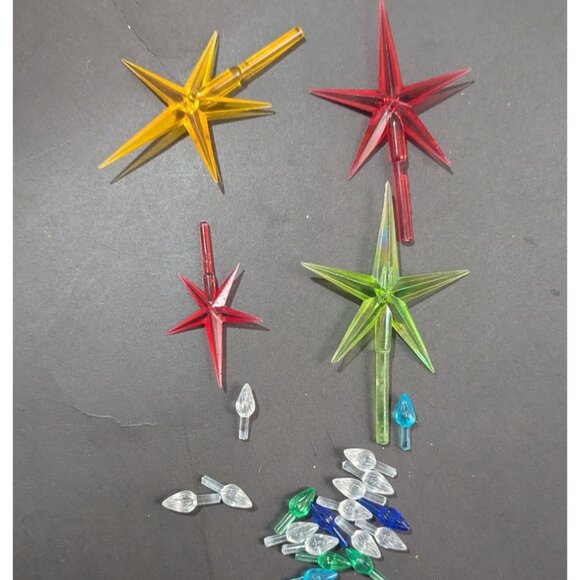 Vintage Plastic Christmas Star Toppers Bulb covers Assorted Colors Lot - Picture 3 of 4